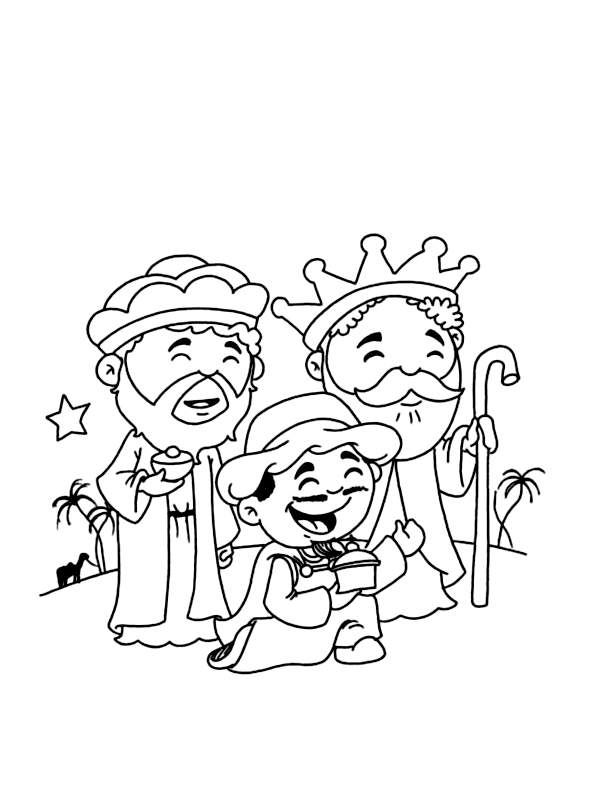 Funny picture of the Three Wise Men to color