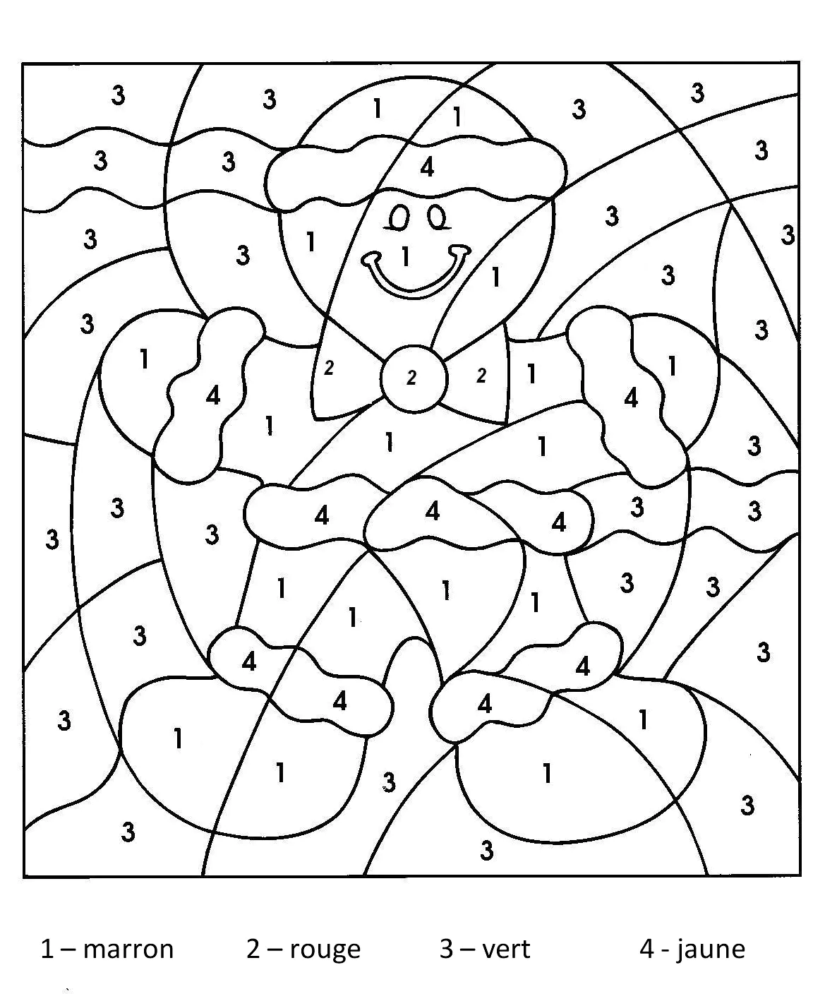Magic for children : Gingerbread man (Printable Coloring by numbers Coloring Page for Kids)