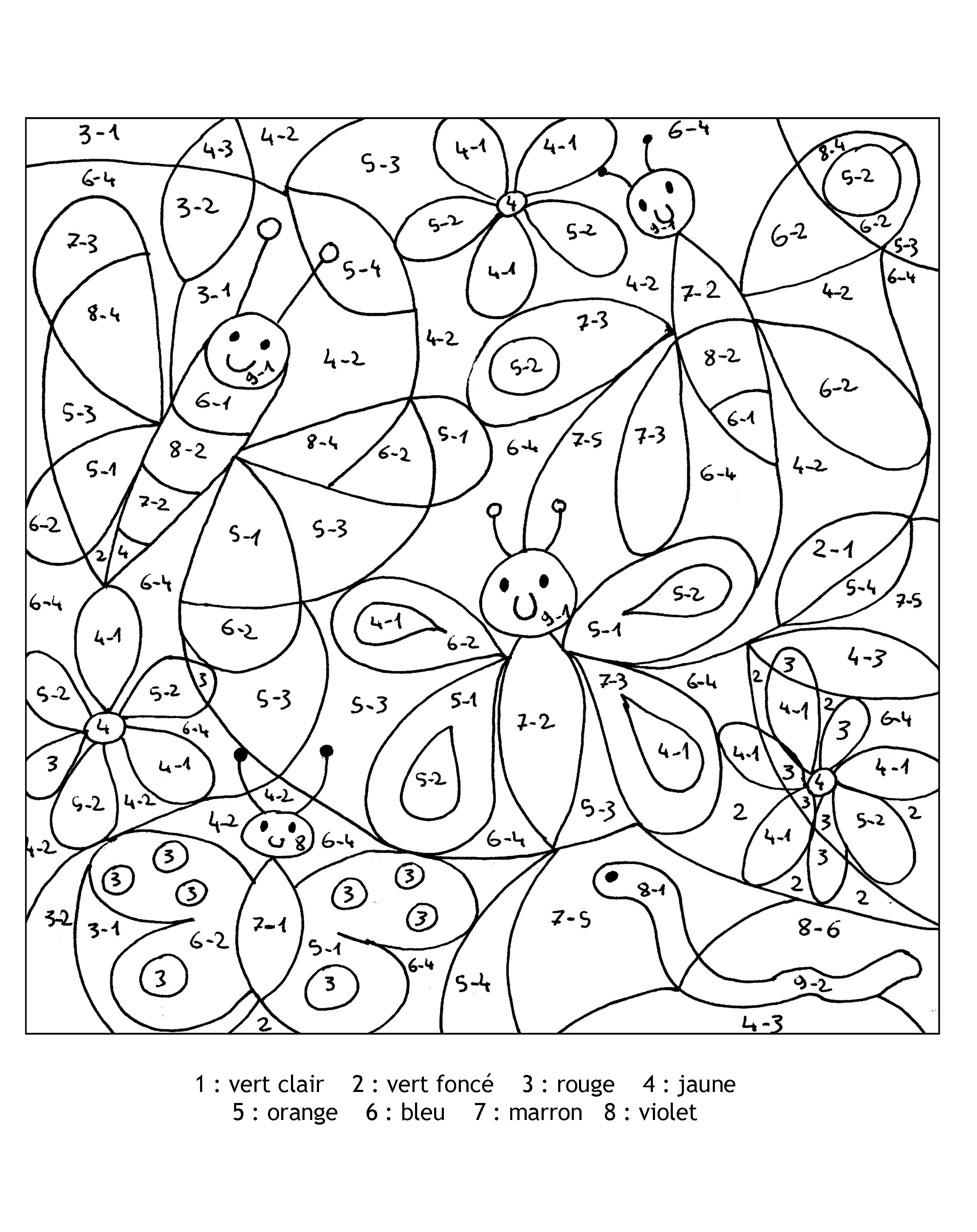 Magic Coloring coloring page to print and color : butterflies and insects