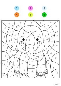 Little elephant (Coloring by numbers Coloring Page)