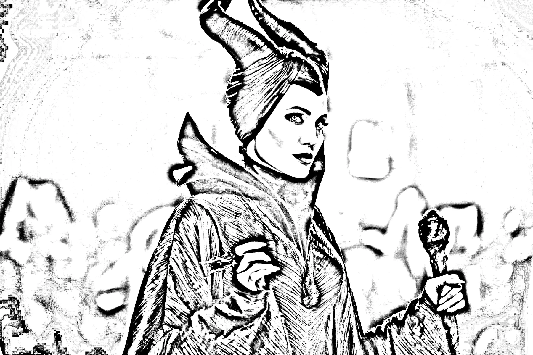 Coloring of Maleficent (Sleeping Beauty) (Disney) to download for free