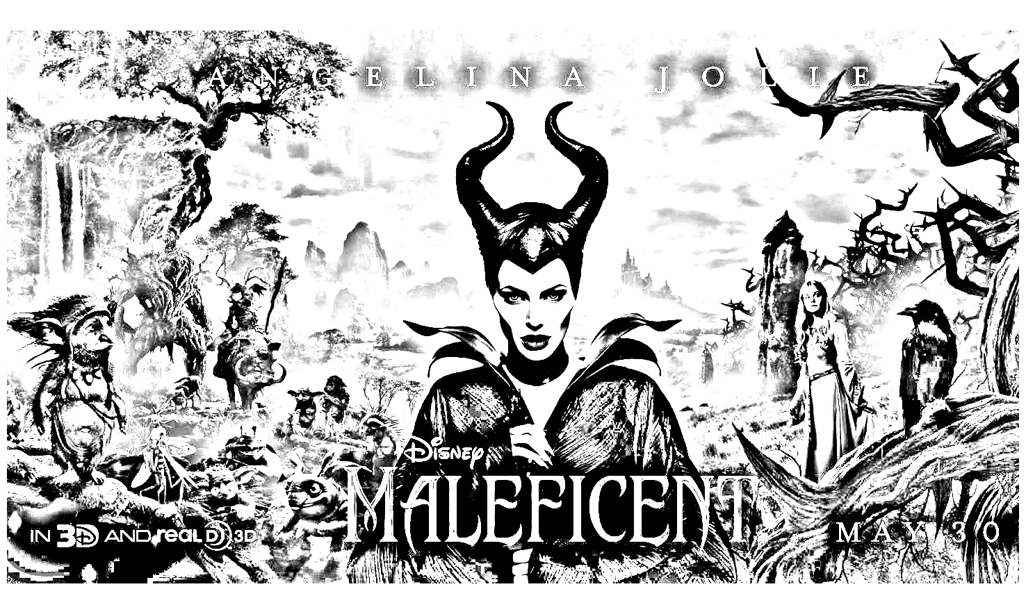 Maléfique (Sleeping Beauty) coloring page (Disney) to print for kids (Maleficent)