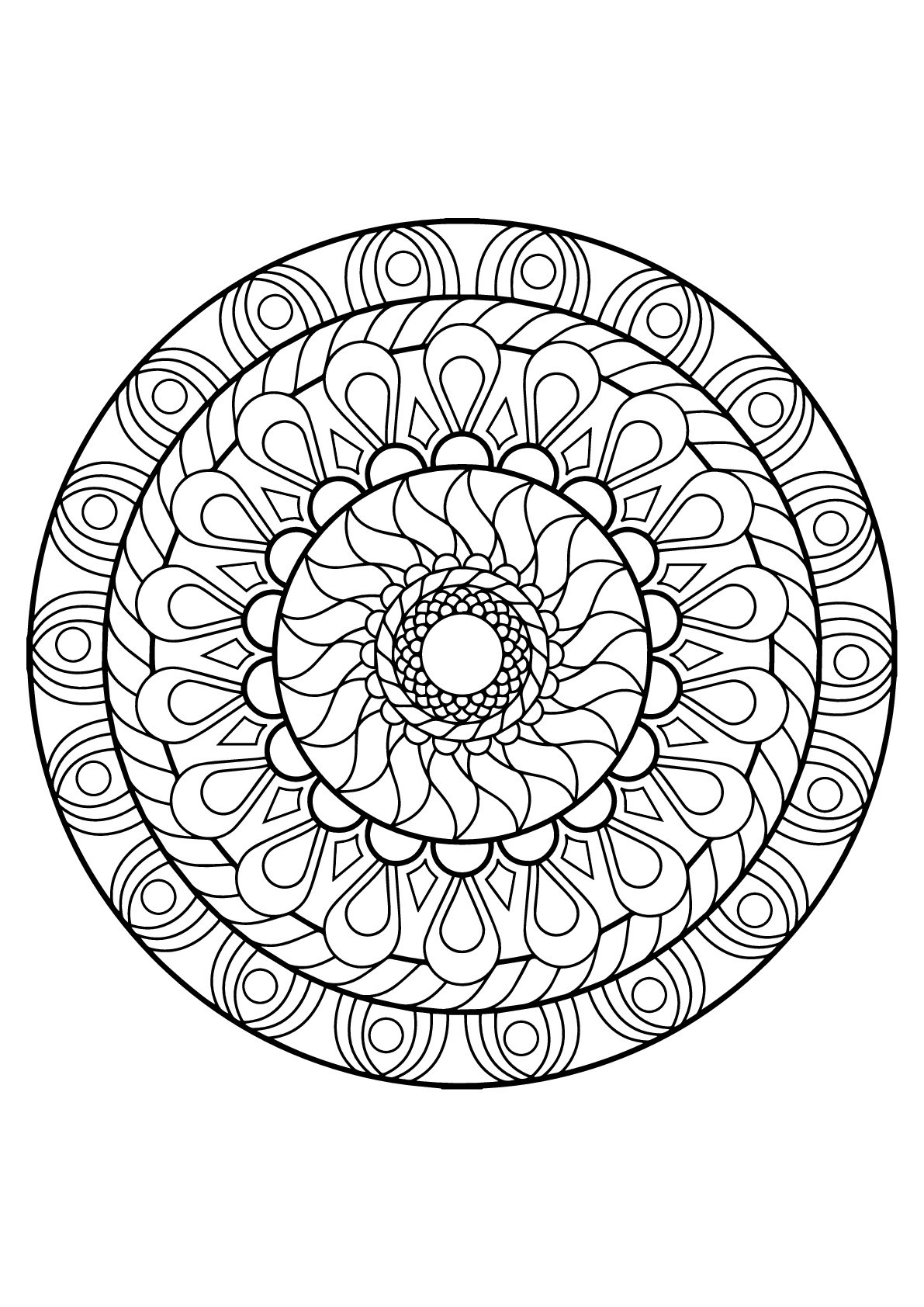 Complex mandala from a free coloring book