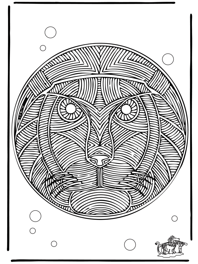 A lion hides in his beautiful mandala