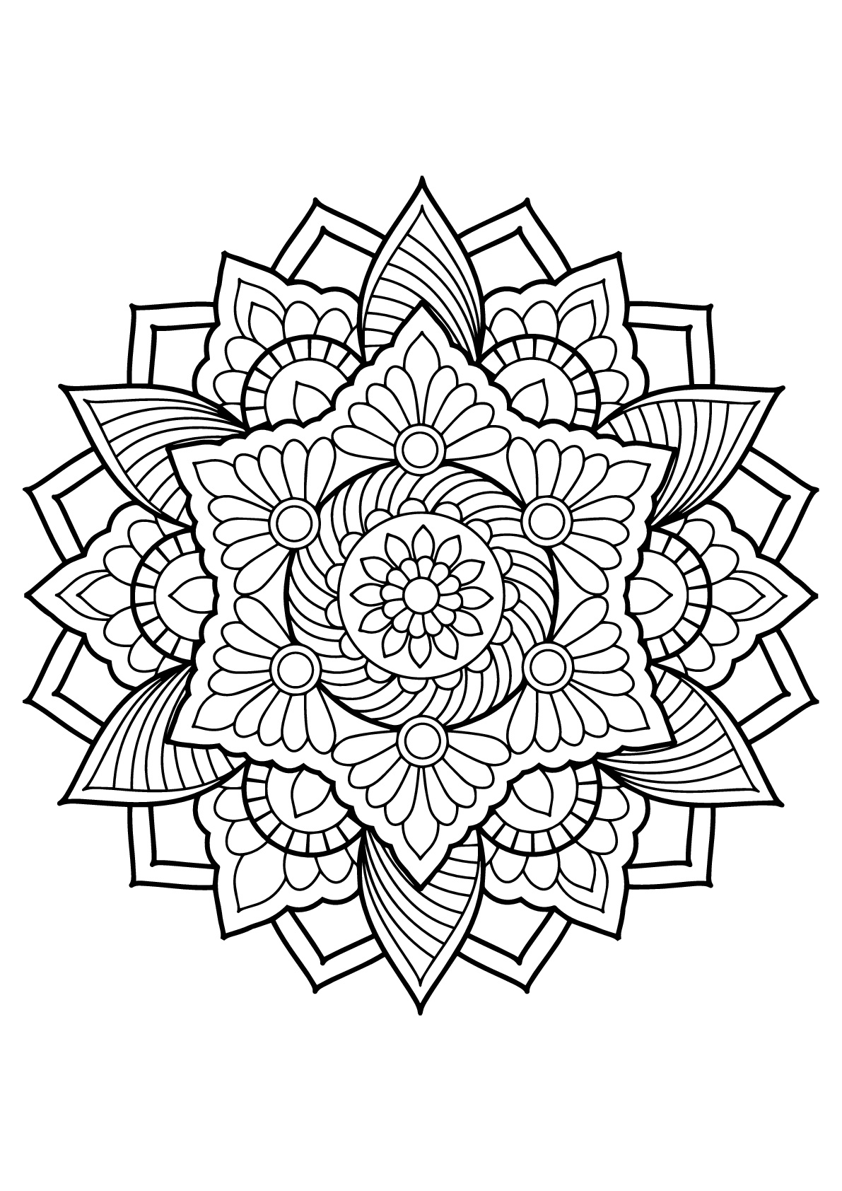 Complex mandala from a free coloring book