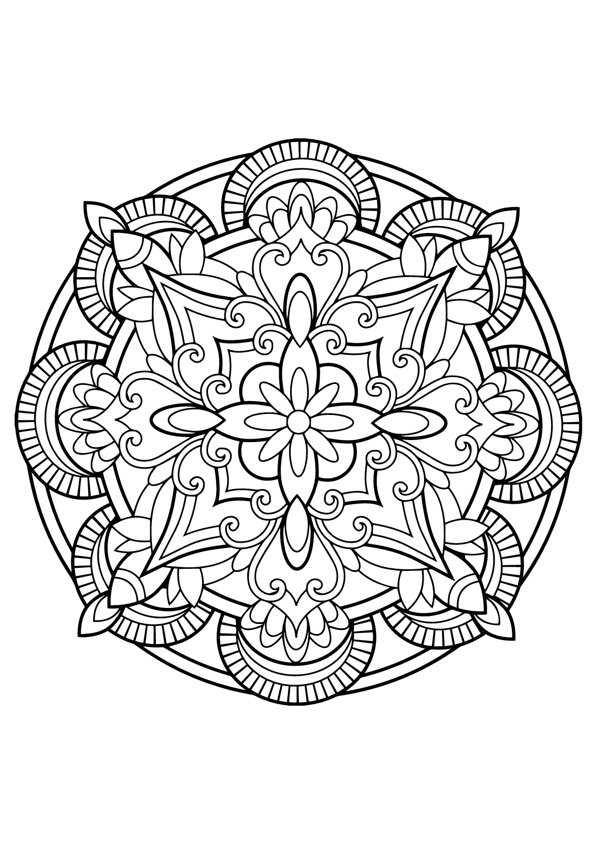 Complex mandala from a free coloring book