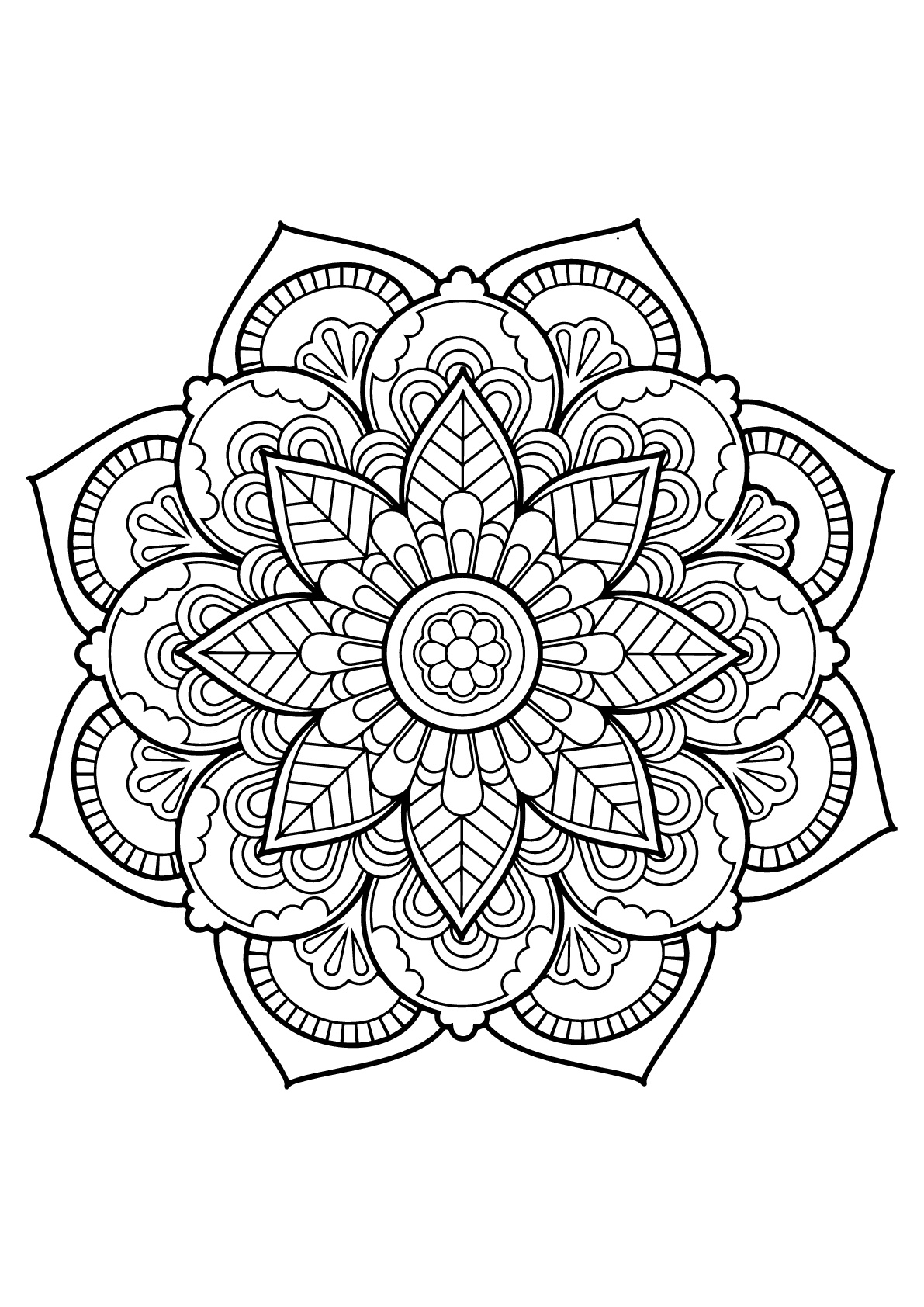 Complex mandala from a free coloring book