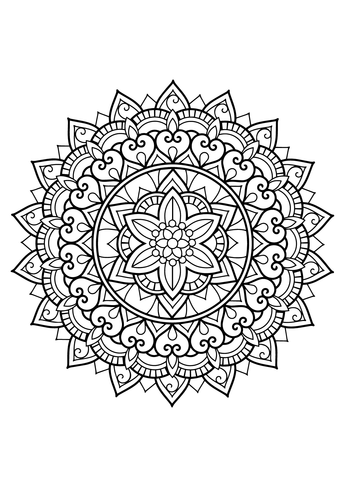 Complex mandala from a free coloring book