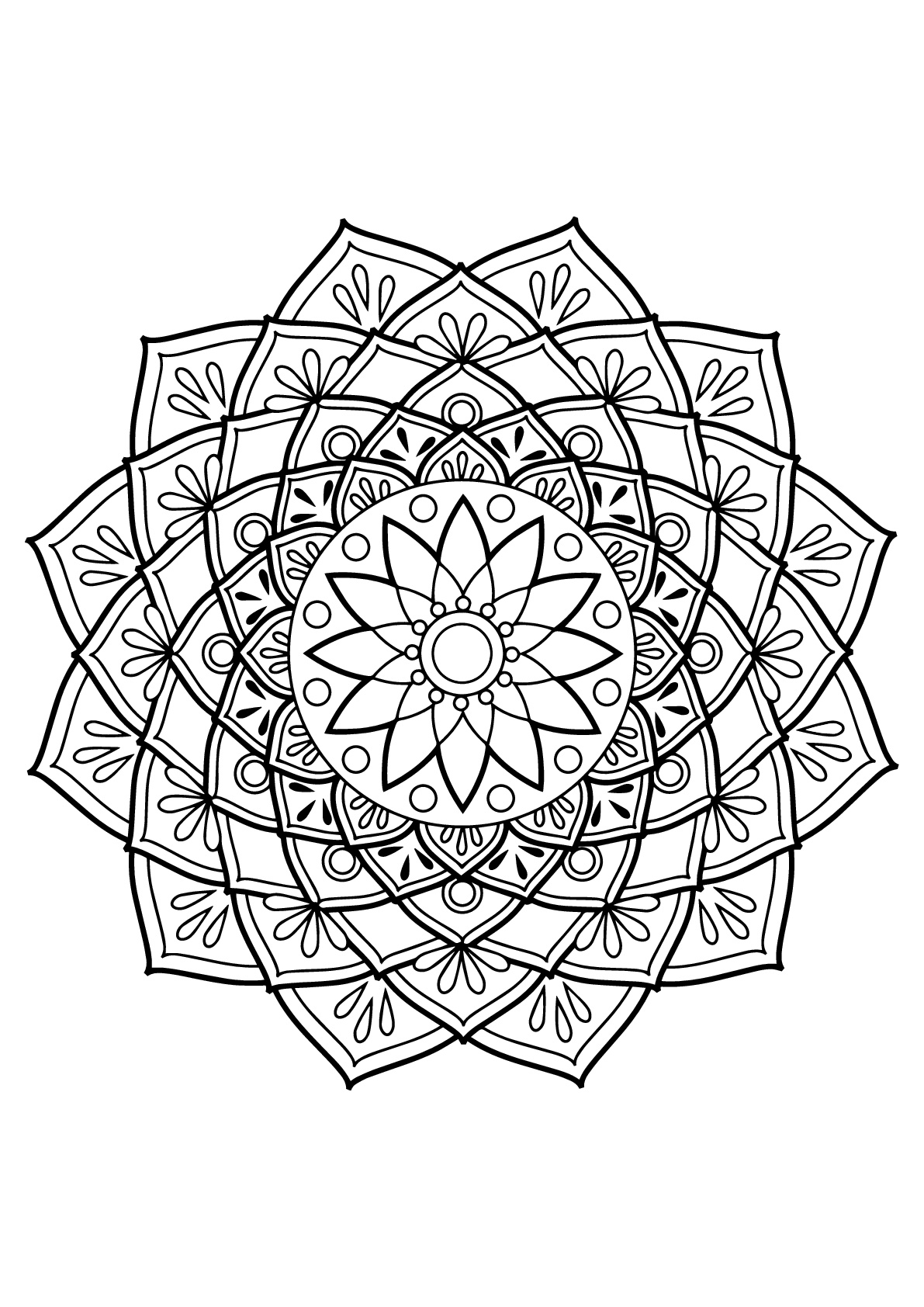 Complex mandala from a free coloring book