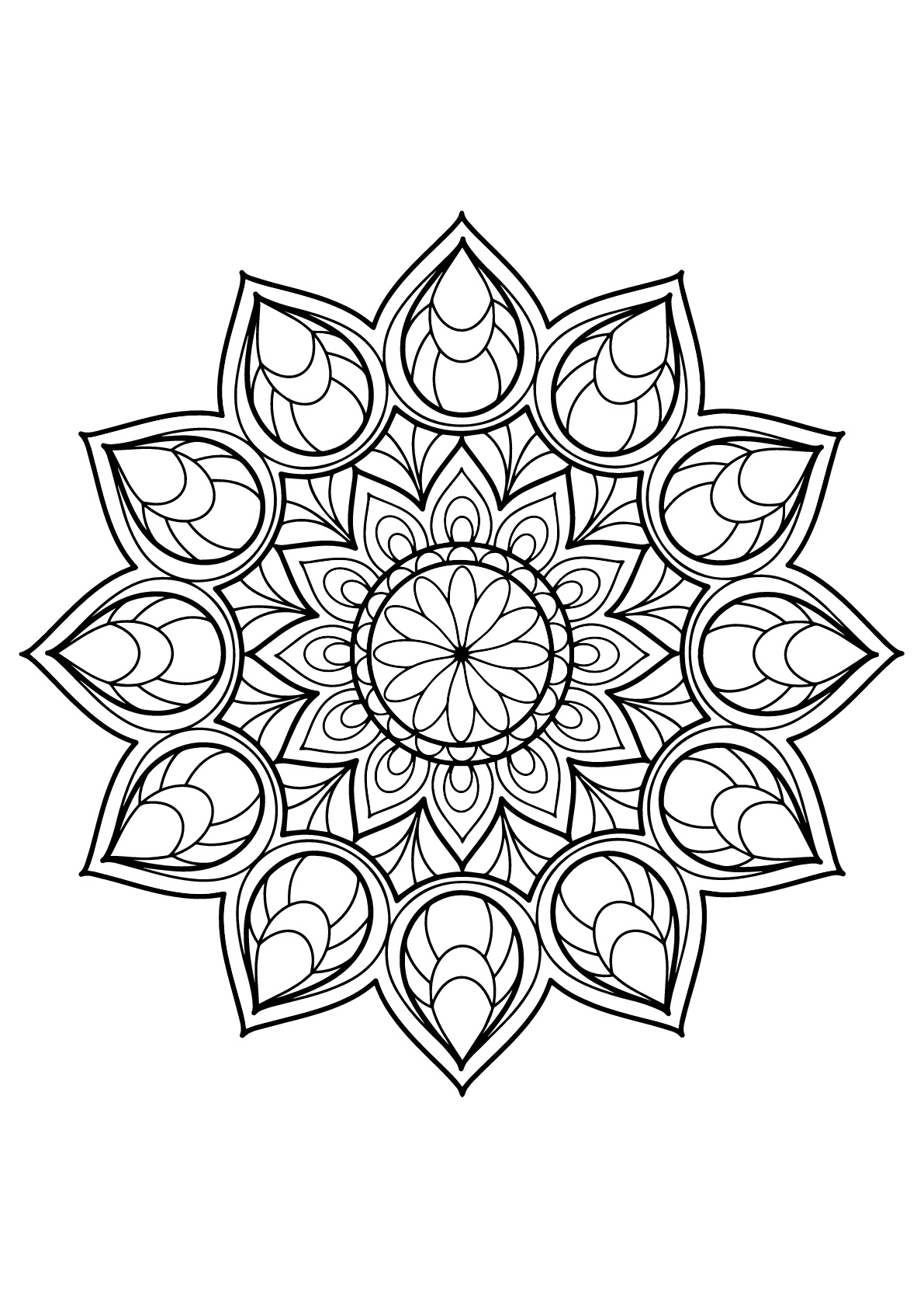 Complex mandala from a free coloring book