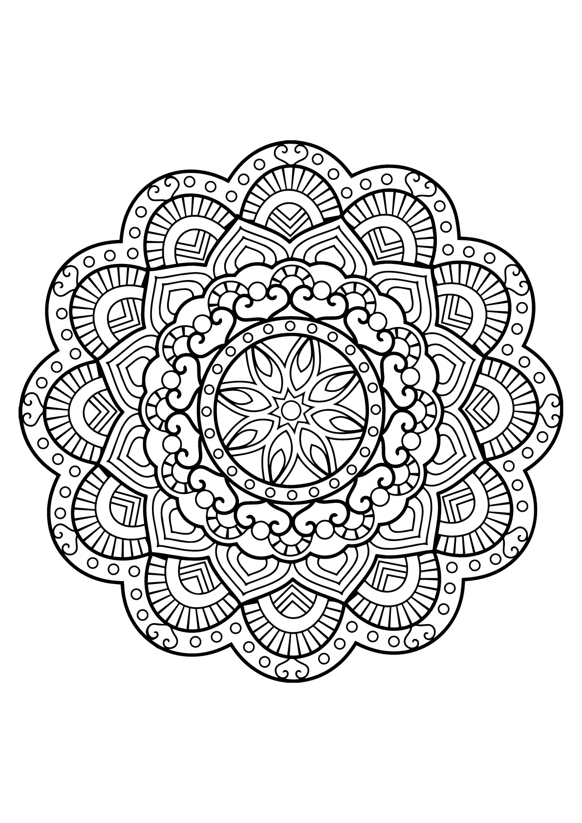 Complex mandala from a free coloring book