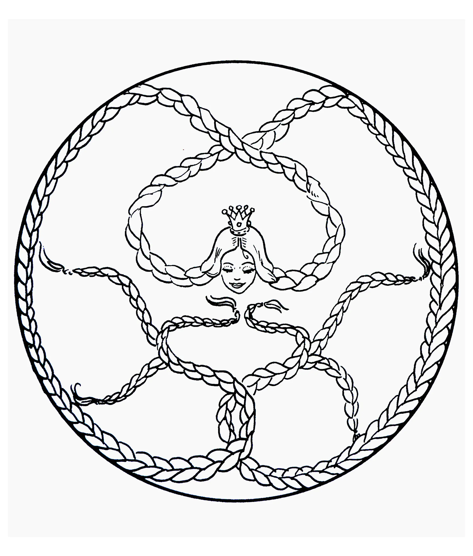 Rapunzel Mandala (Printable Coloring Page for Kids)