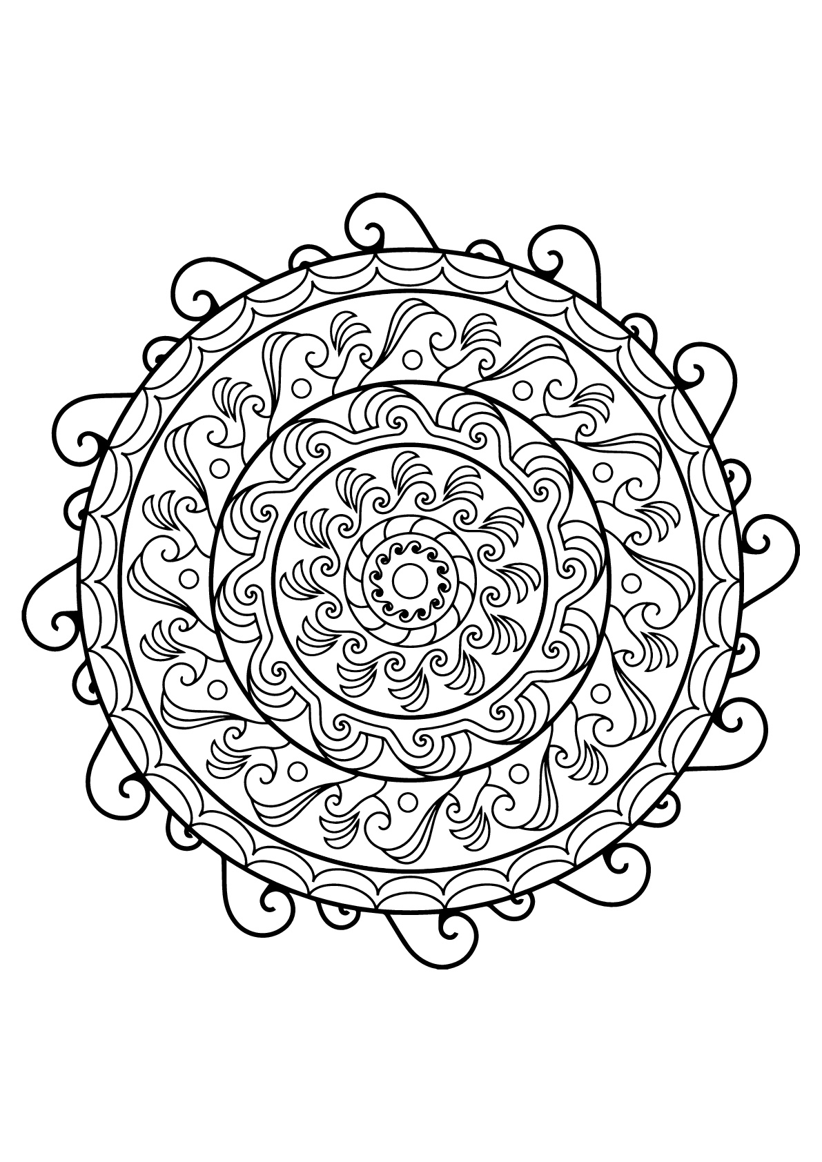 Complex mandala from a free coloring book