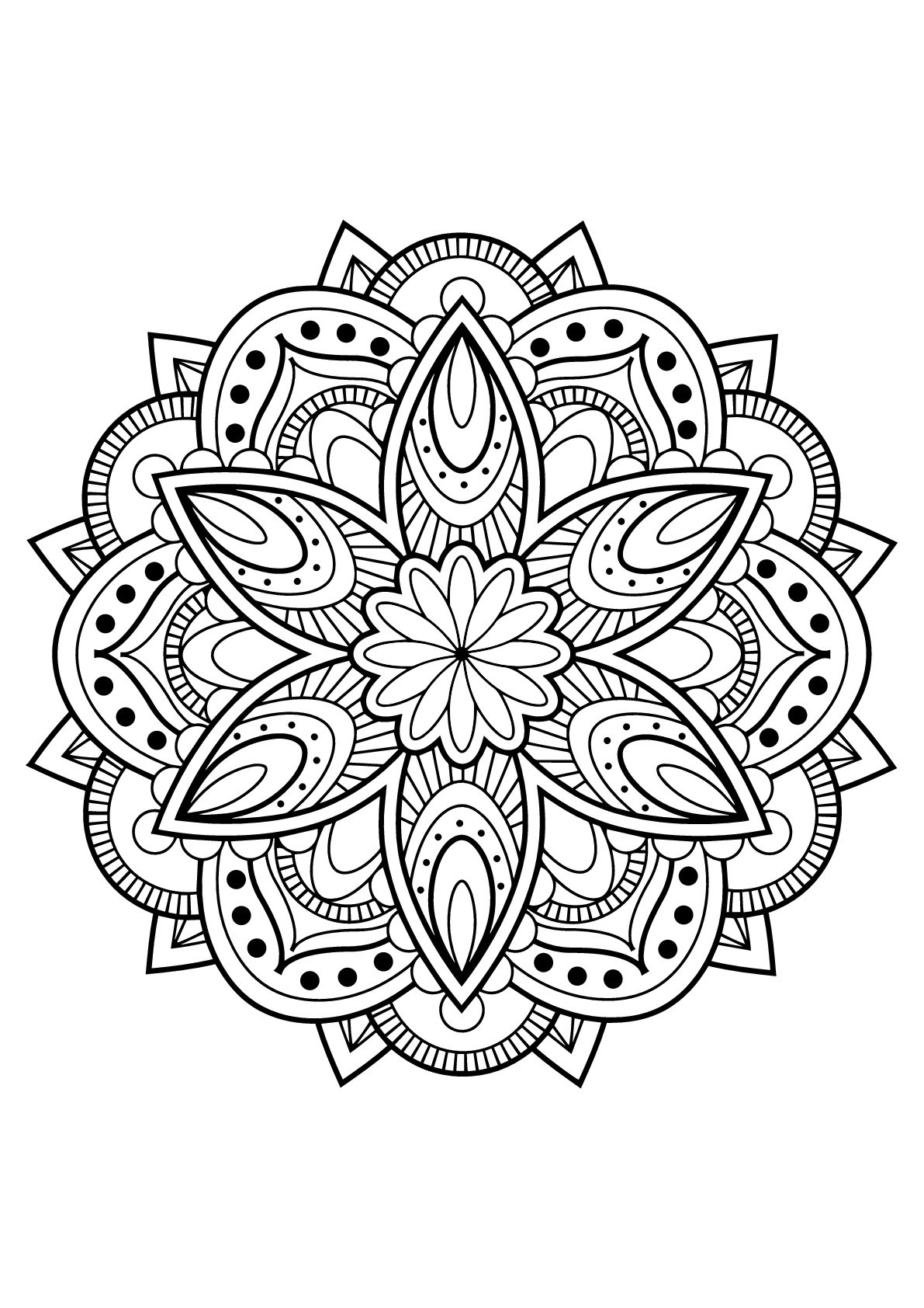 Complex mandala from a free coloring book