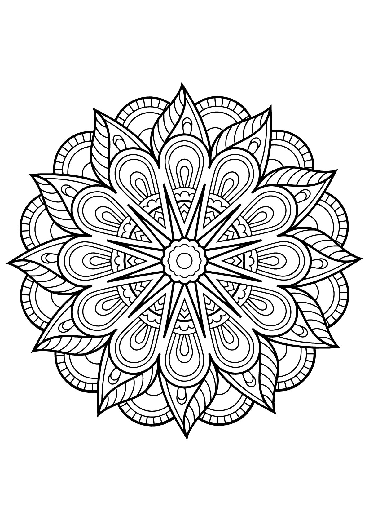 Complex mandala from a free coloring book