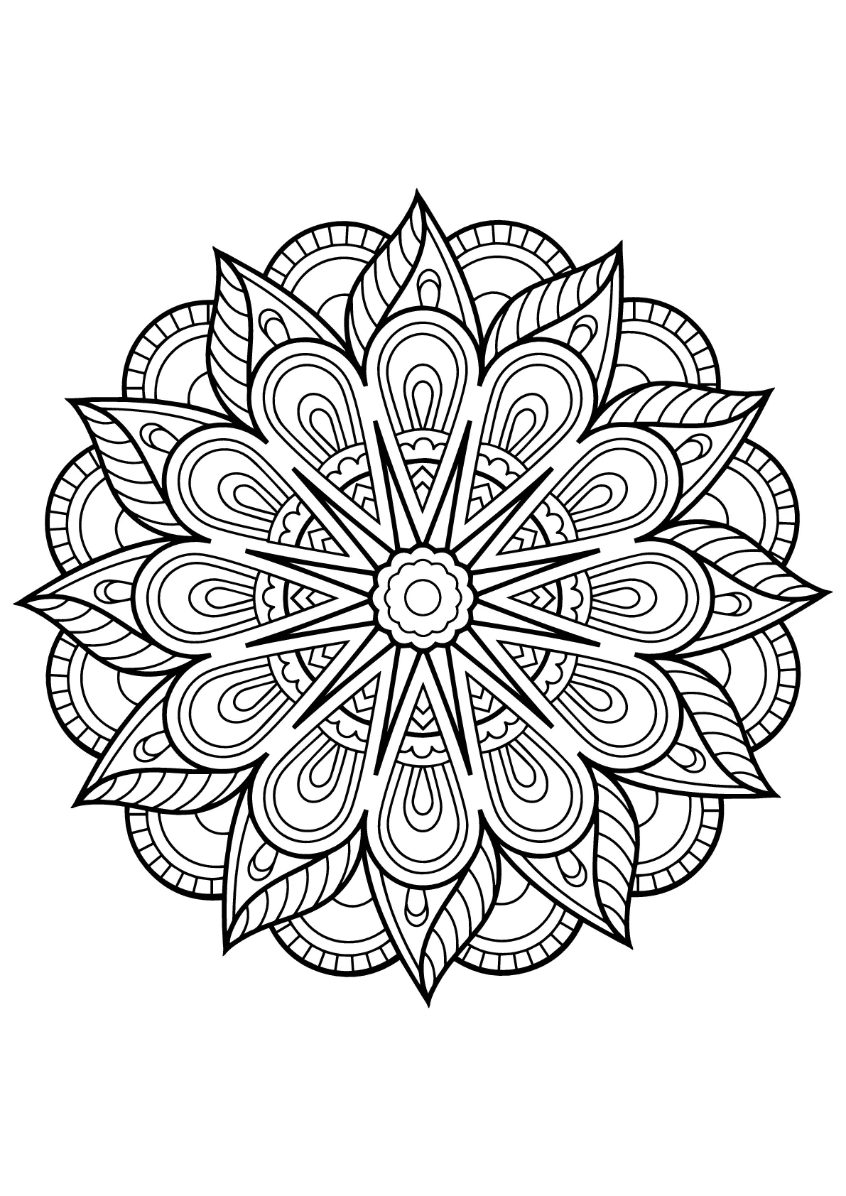 Mandala fireworks (Printable Coloring Page for Kids)
