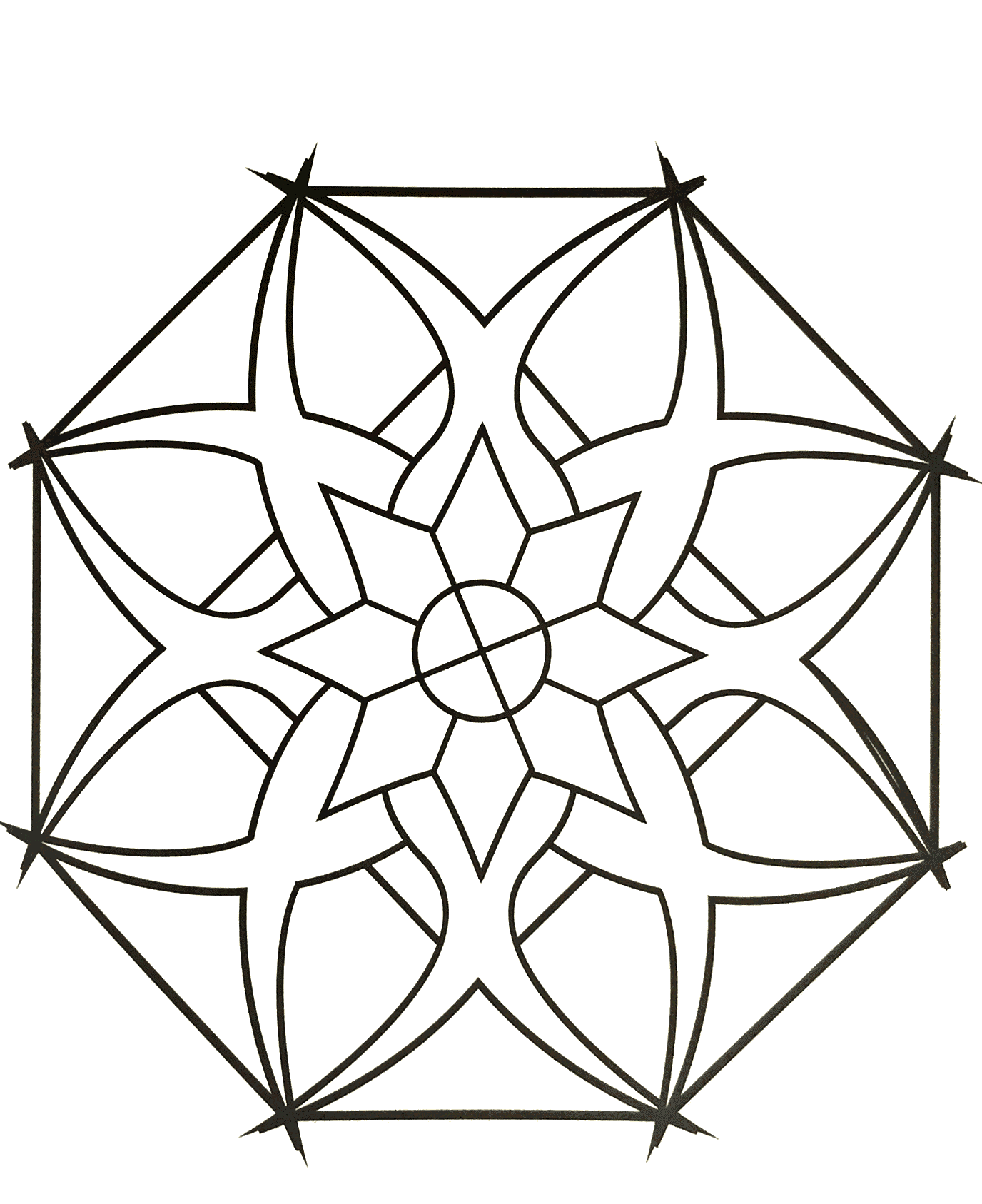 Mandala with points (Printable Coloring Page for Kids)