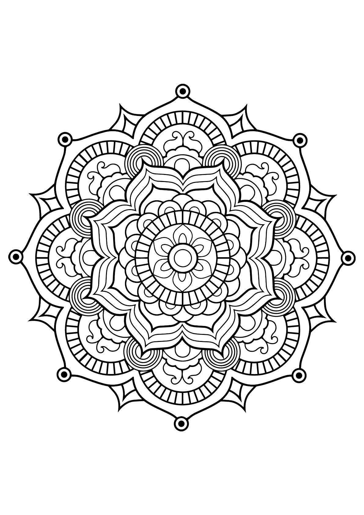 Complex mandala from a free coloring book