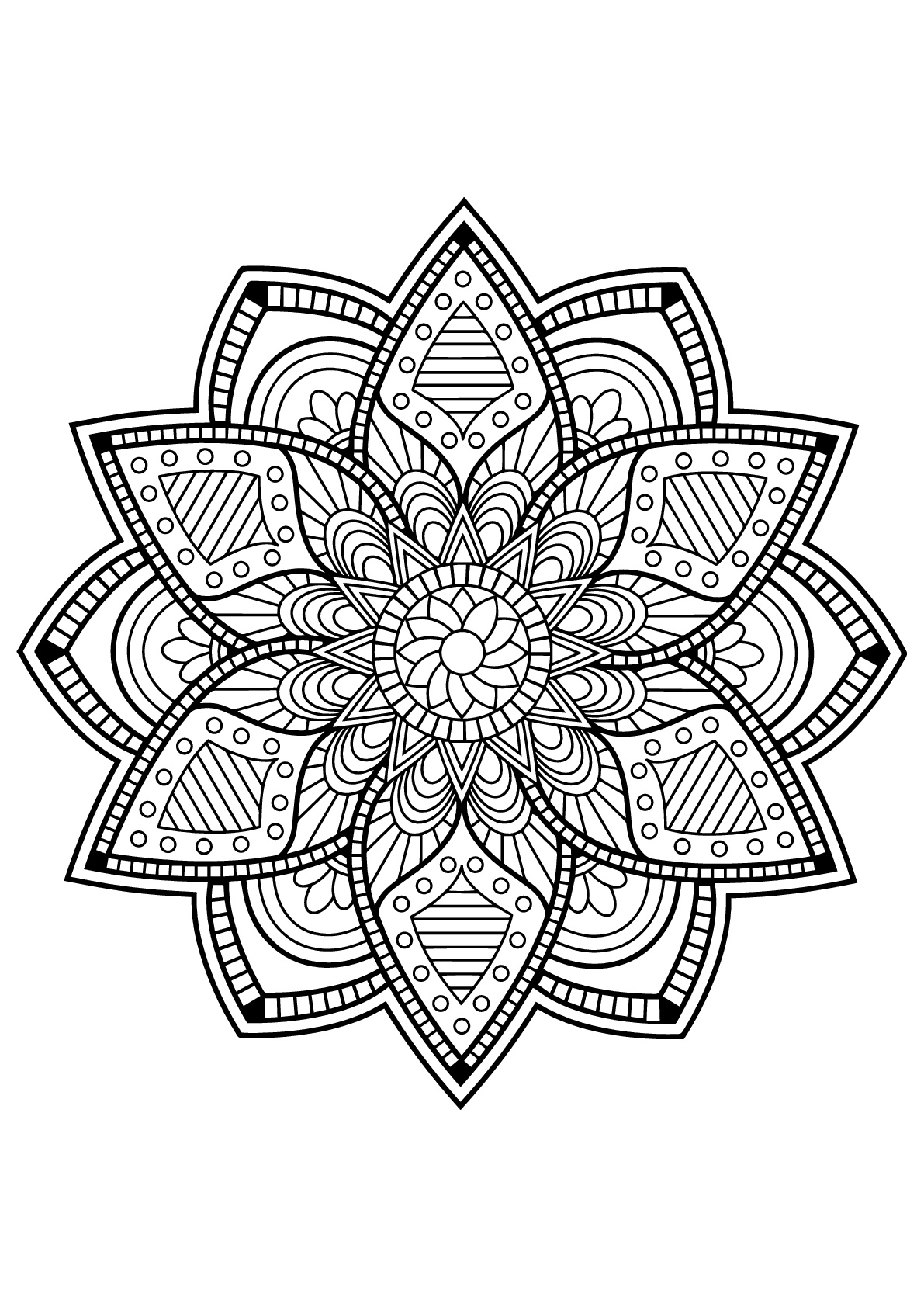 Complex mandala from a free coloring book