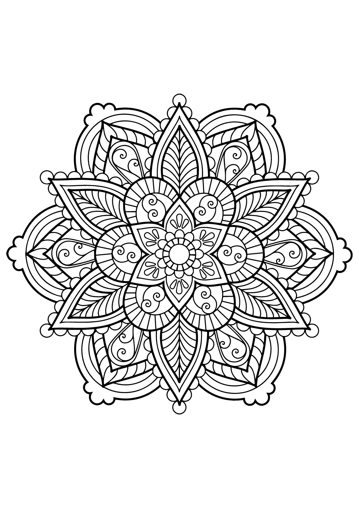 Complex mandala from a free coloring book