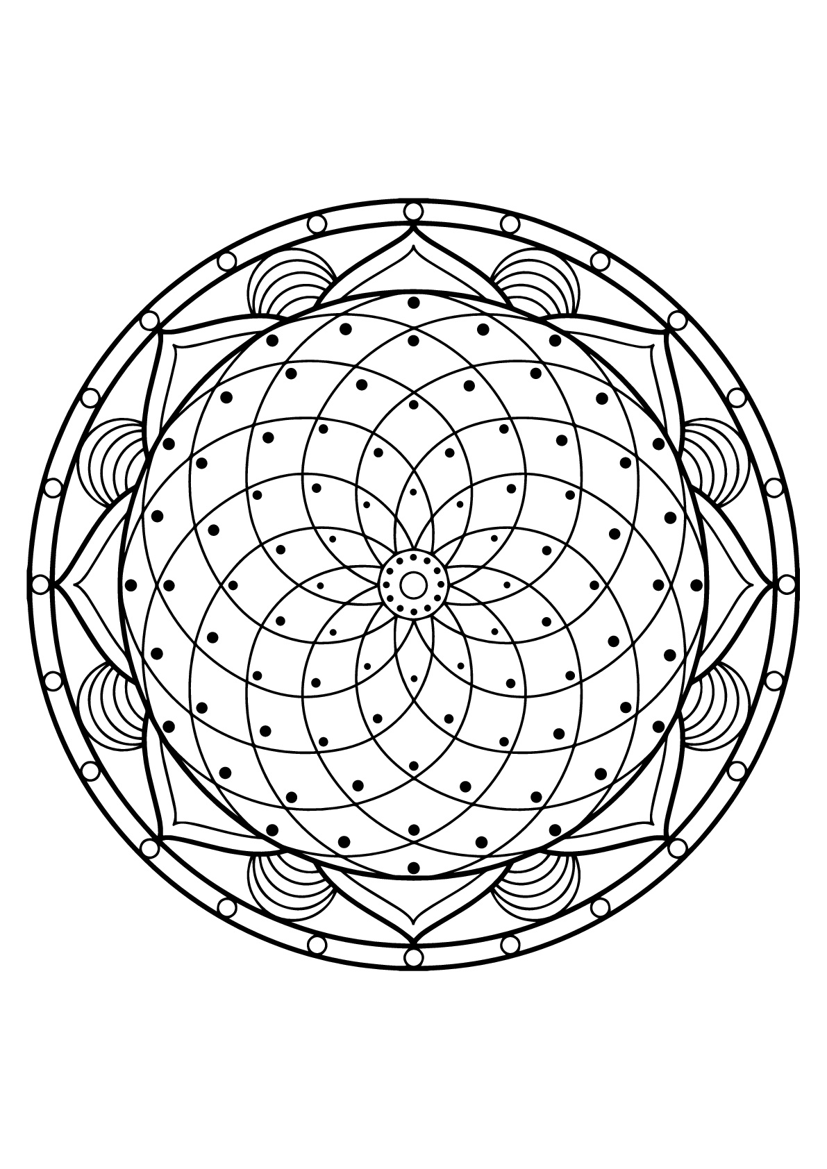 Complex mandala from a free coloring book