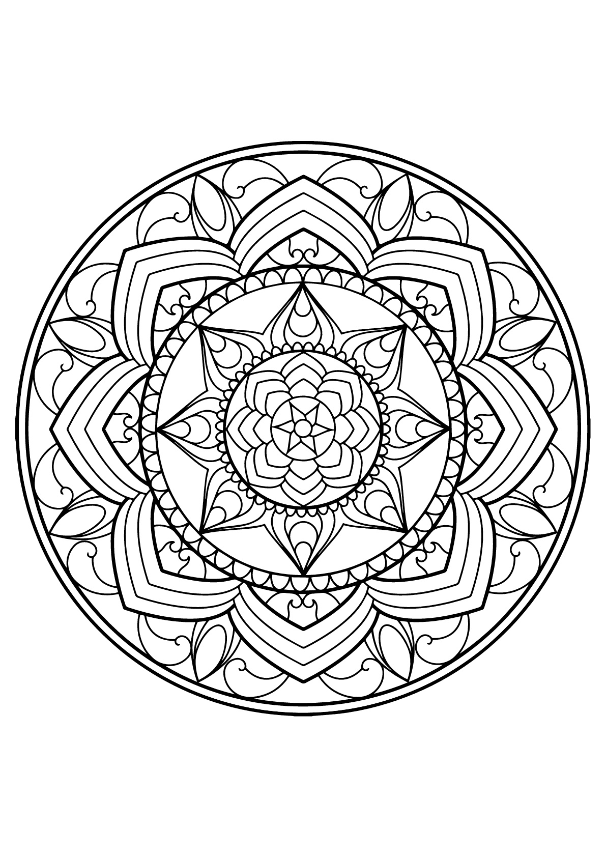 Complex mandala from a free coloring book