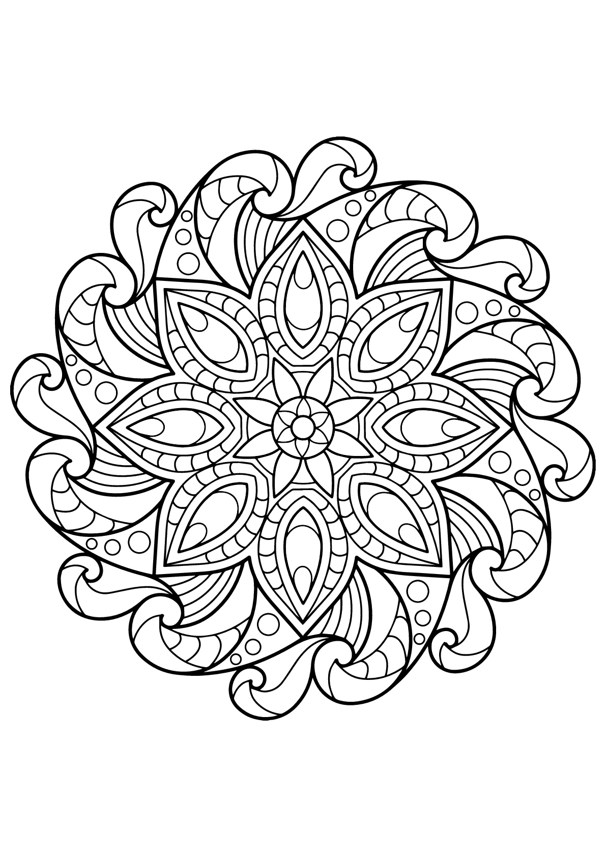 Complex mandala from a free coloring book