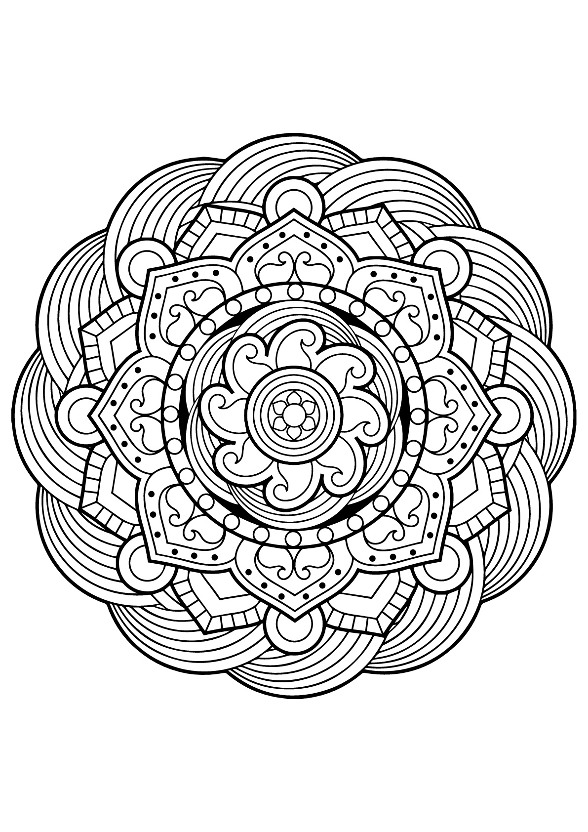 Complex mandala from a free coloring book