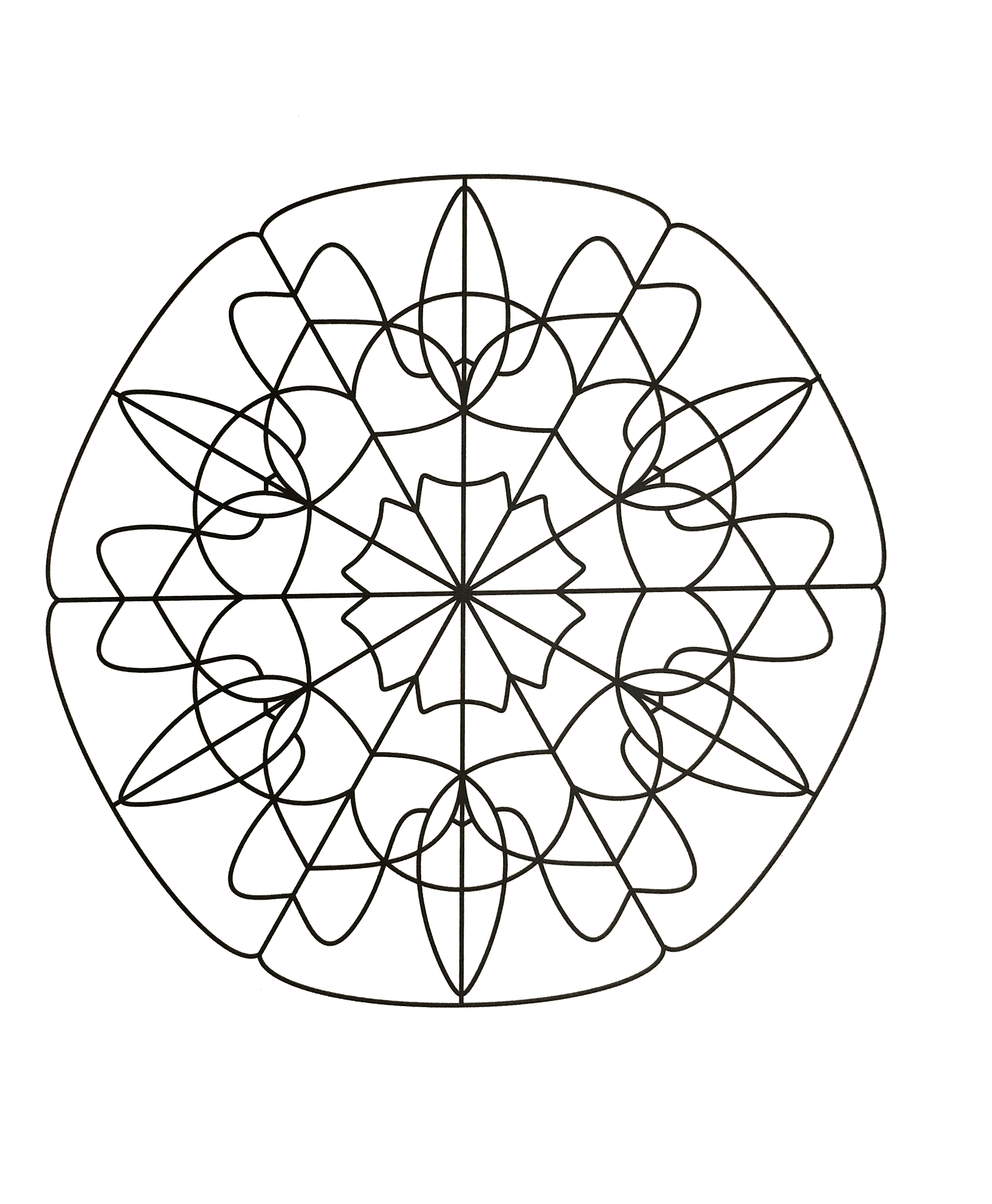 Mandala and sinuous lines (Printable Coloring Page for Kids)