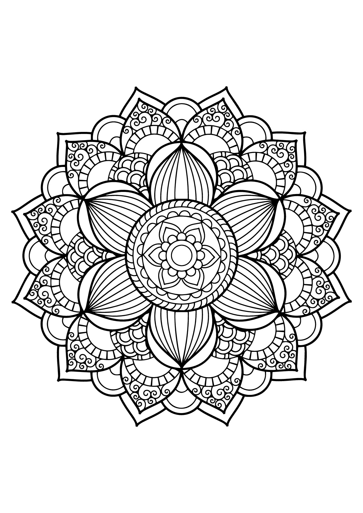 Complex mandala from a free coloring book