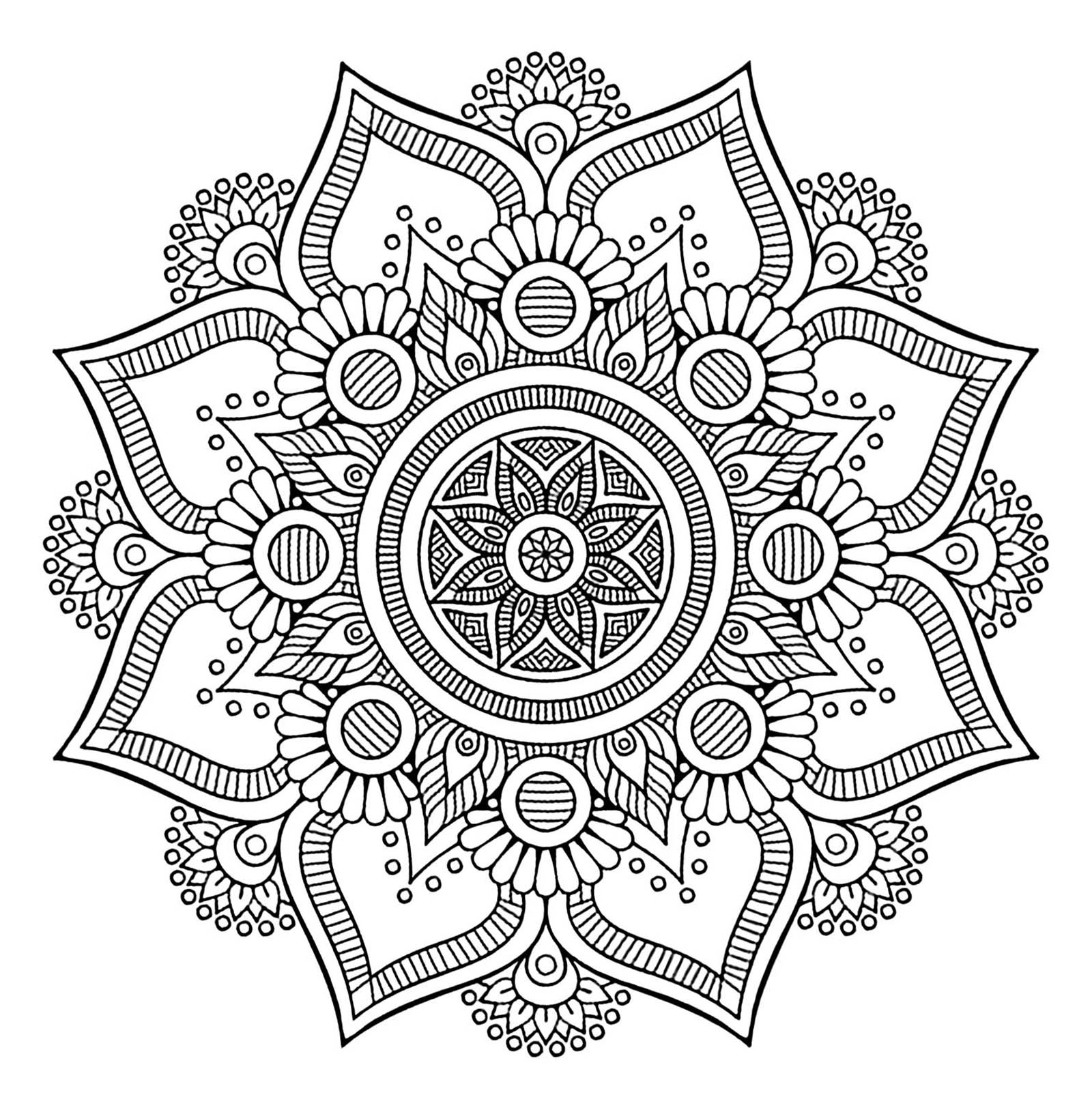 Pretty Mandala flower - Mandalas Kids Coloring Pages