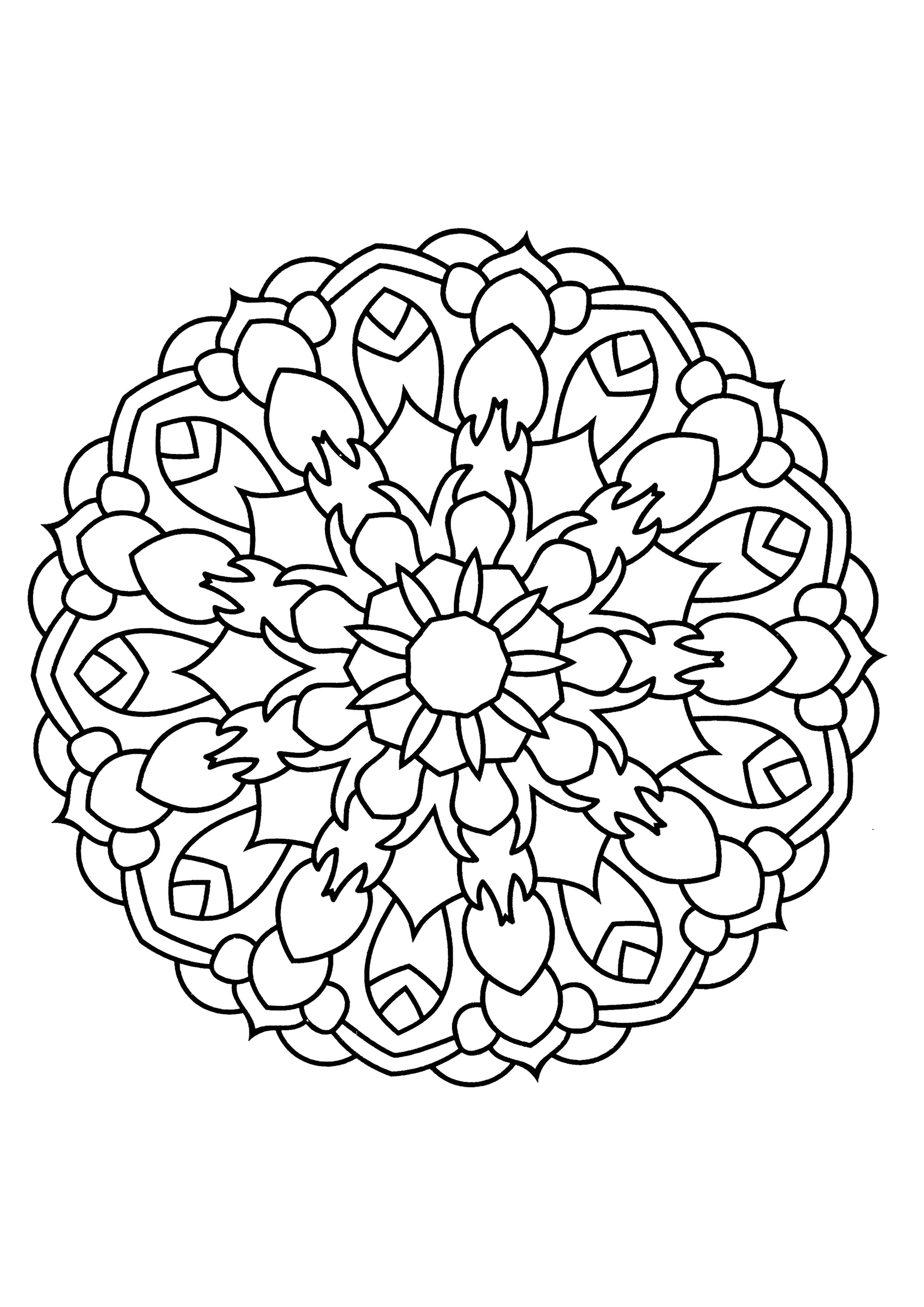 Mandala With Thick Lines Mandalas Kids Coloring Pages