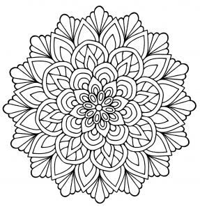 Mandala flower with leaves