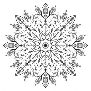 Mandala with leaves and flowers