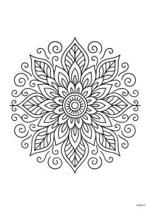 Simple floral mandala (Coloring Page)