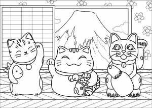 3 chats Maneki Neko