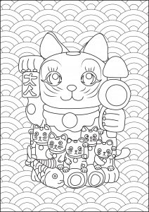 Coloring page maneki neko for kids