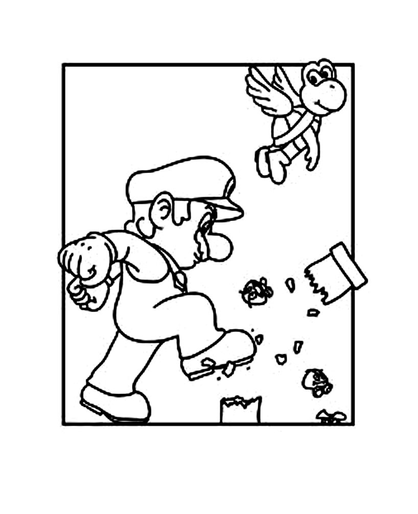 Funny Mario Bros coloring page for kids : Mario