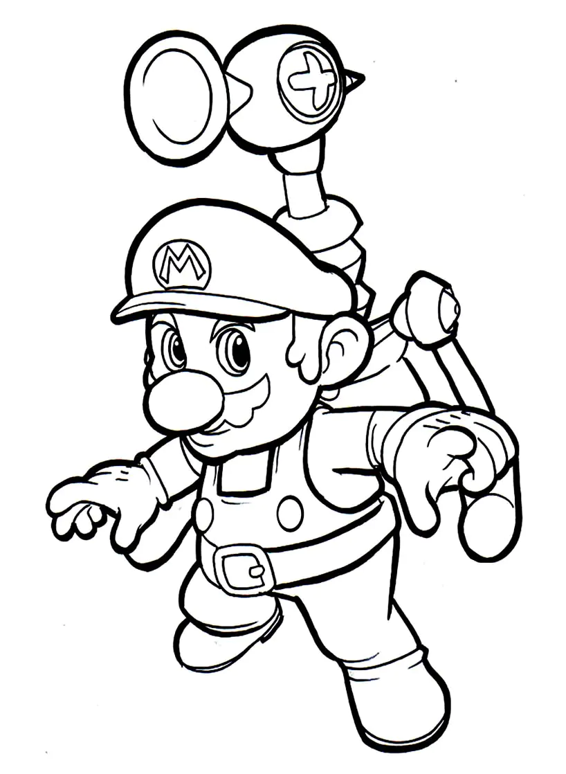 Mario (Printable Super Mario Bros. Coloring Page for Kids)