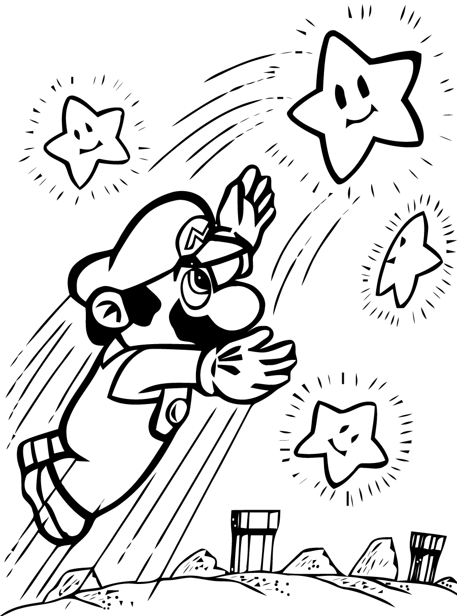 Mario Bros coloring page to print and color for free : Mario