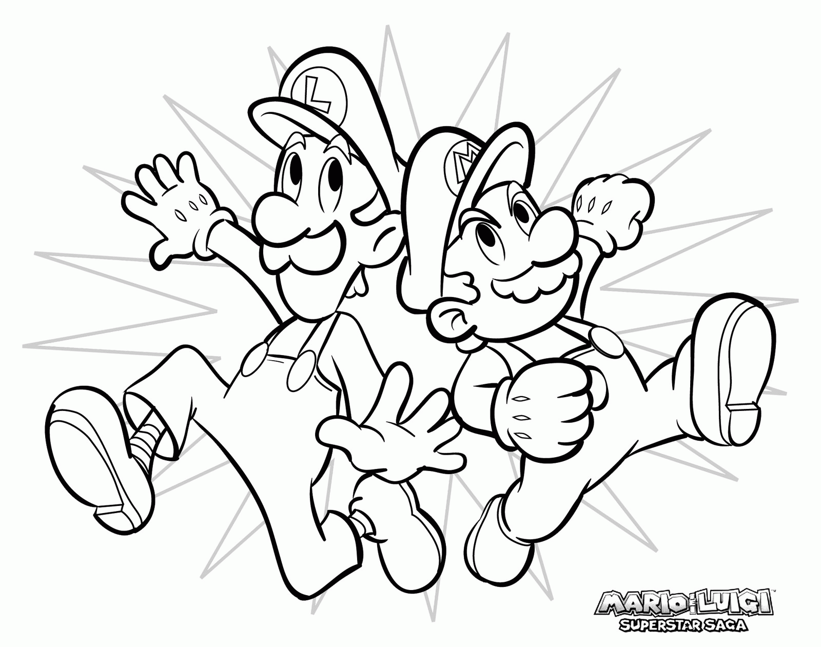 Mario Bros coloring page to download : Luigi and Mario