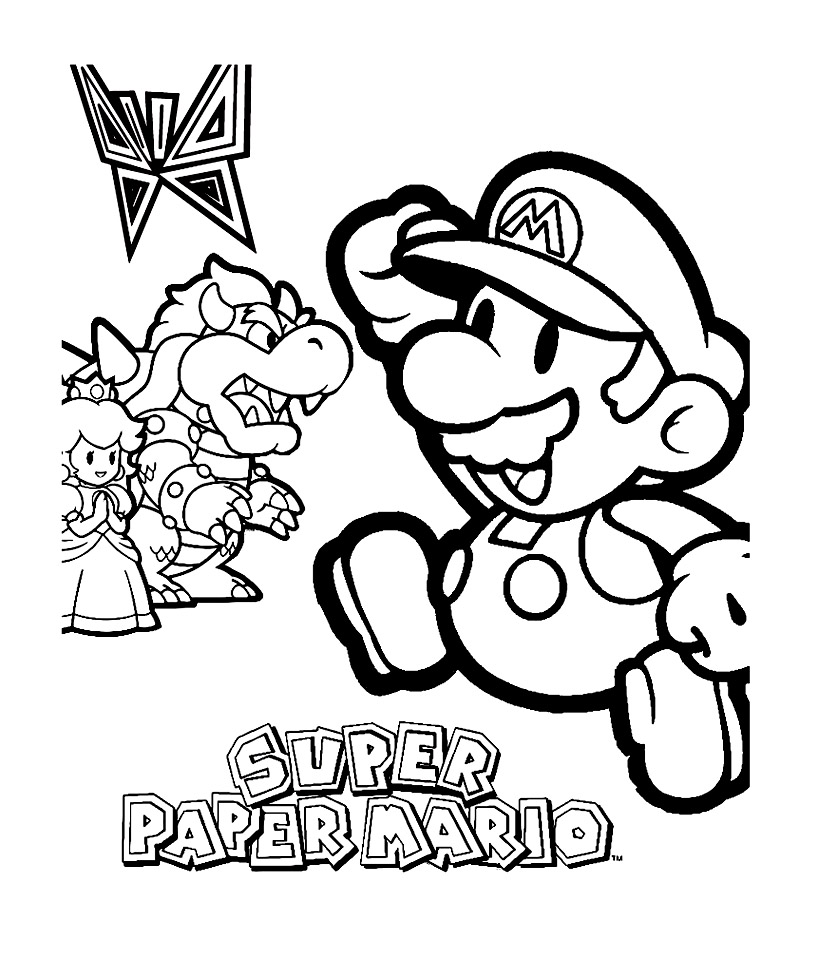 Beautiful Mario Bros coloring page to print and color : Mario