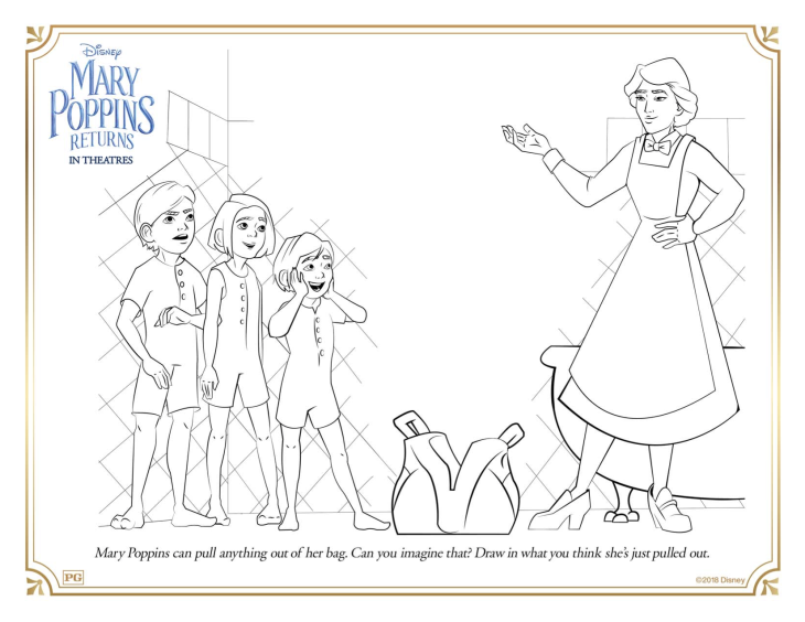 Funny Mary Poppins returns coloring page