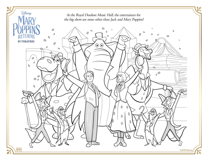 Funny Mary Poppins returns coloring page