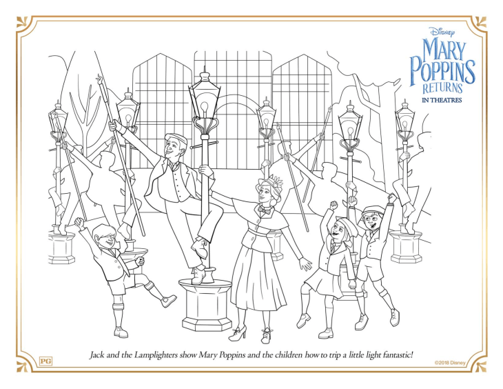Funny free Mary Poppins returns coloring page to print and color