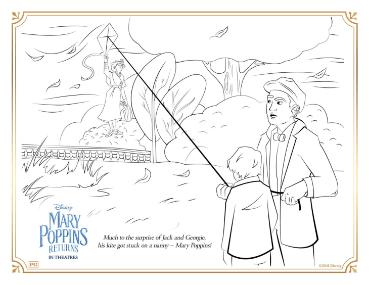 Free Mary Poppins returns coloring page to download