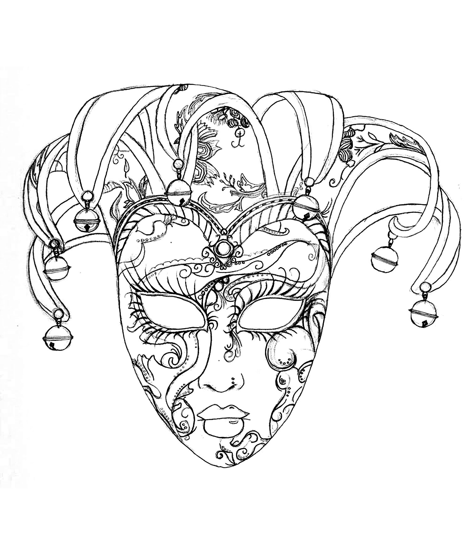 Masks coloring page with few details for kids