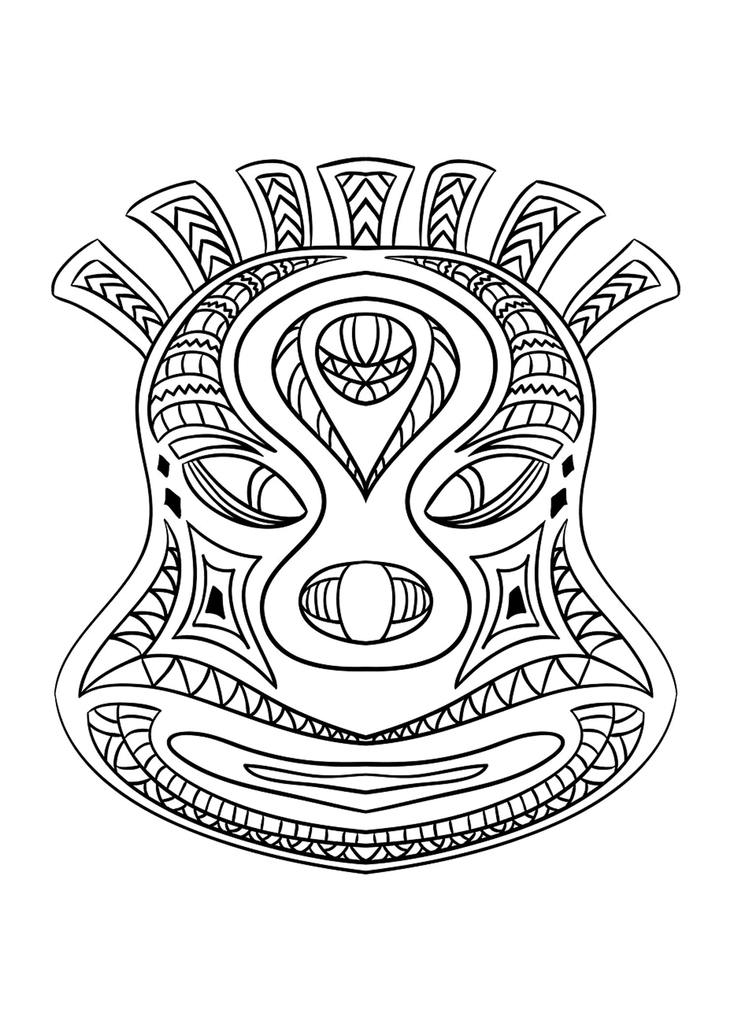 Masks coloring page to download