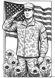 Honor and respect for our heroes (Memorial Day Coloring Page)