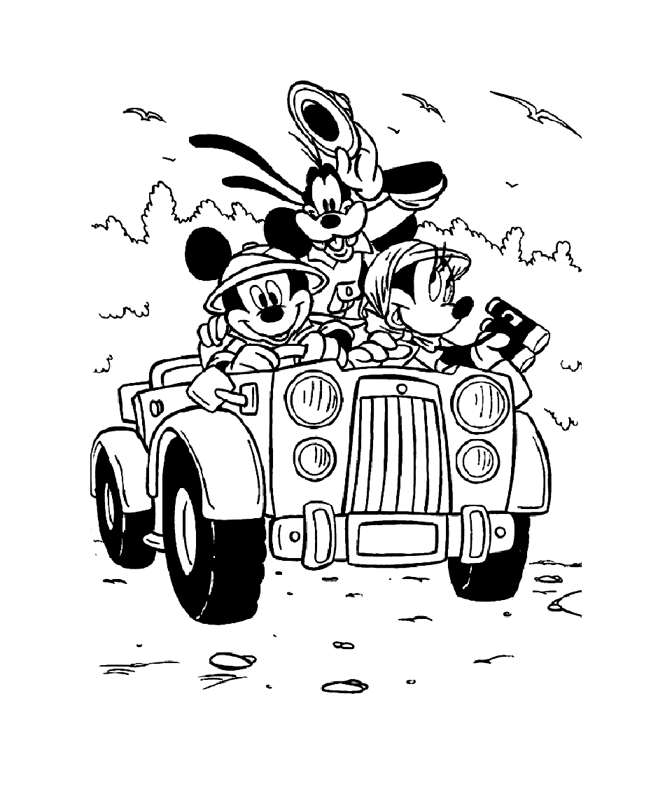 Free Mickey And His Friends coloring page to print and color, for kids